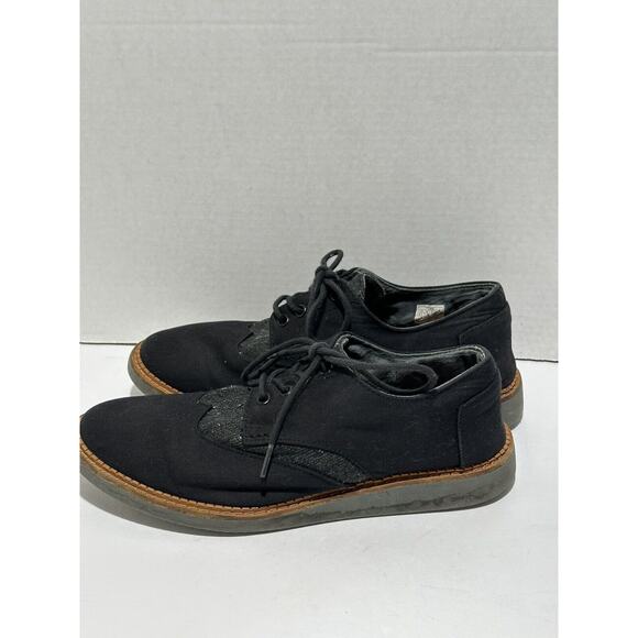 Toms Mens Size 8.5 Black Grey Cotton Twill Wool Lace Up Brogues Shoes EU 41 - Picture 2 of 9
